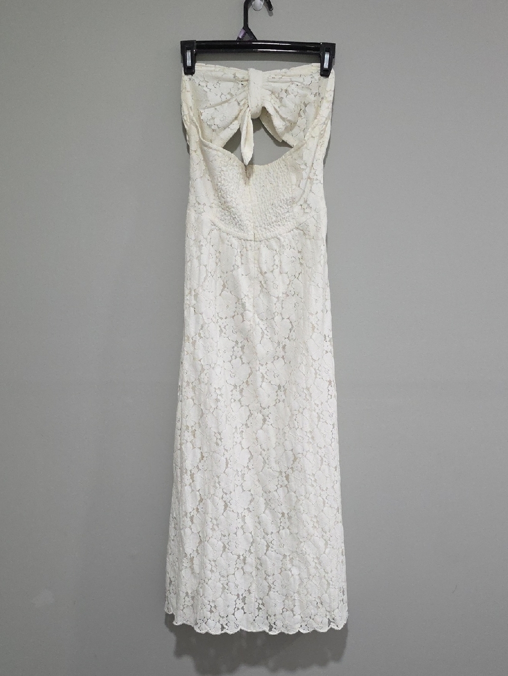 FARM Rio White Lace Strapless Tie-Front Cut Out Maxi Dress White Sz Med - Picture 4 of 5